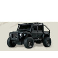 Black 1:43 Defender 110 RC SUV from a front three-quarter angle