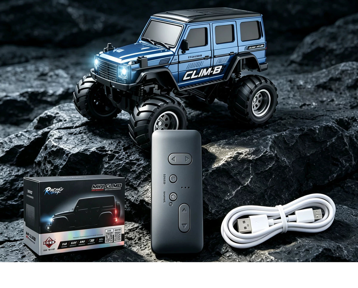 HB R64 1:64 Mini RC SUV - Model Selection: Blue HB-R6401 SUV with its slim controller and Type-C cable