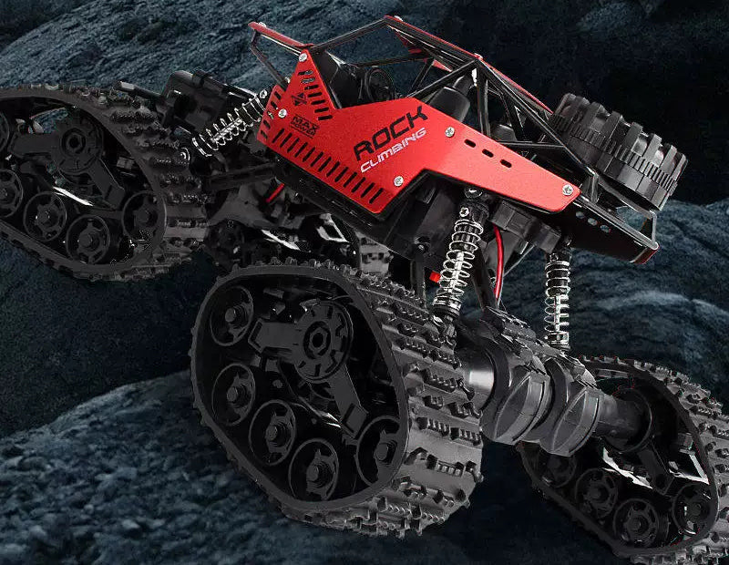 C012 RC crawler - red rear side on rocks