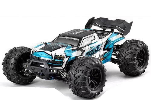 Blue RC off-road pickup, body appearance; selected battery package listed separately