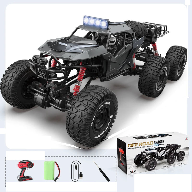 Large Six-Wheel RC Rock Crawler black exterior reference