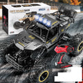 Black four-wheel RC crawler exterior with its source package reference