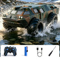 Armored-Style RC Vehicle: Vehicle, gamepad controller, battery, USB charging cable and screwdriver.