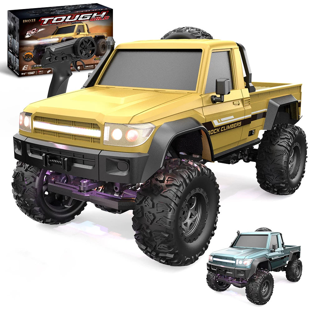 Compact RC Pickup in Gold or Pale Green: Gold vehicle with the matching controller and retail box; one selected vehicle is supplied.