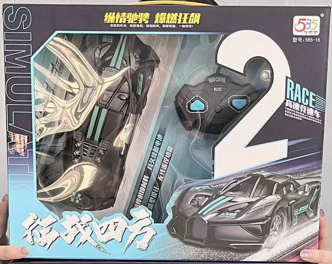 Top black-and-teal coupe retail kit with its matching gamepad-style controller.