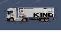 S730-Style 1:64 RC Truck and Container Trailer: S730-style tractor truck and KIND ROAD container trailer; controller supplied only with the selected remote package
