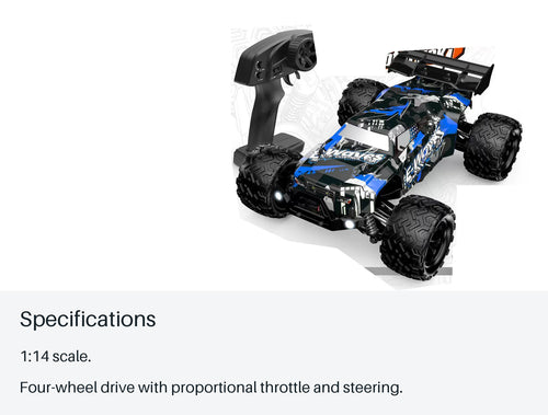 Blue Lightning 1:14 4WD RC Buggy - specifications from source-backed facts
