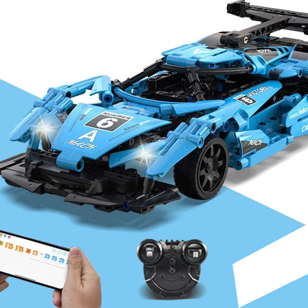 Blue RC Brick Sports Car - 419 Pieces: Brick connections, wheel structure and chassis detail from the same source reference.