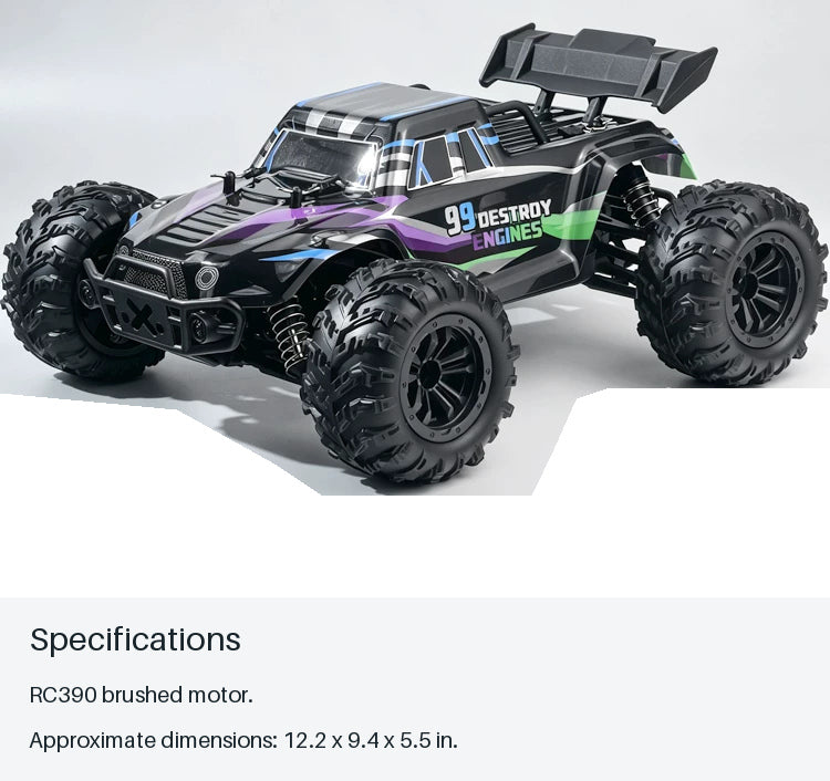 99-Graphic RC Monster Truck - Purple and Green - specifications from source-backed facts