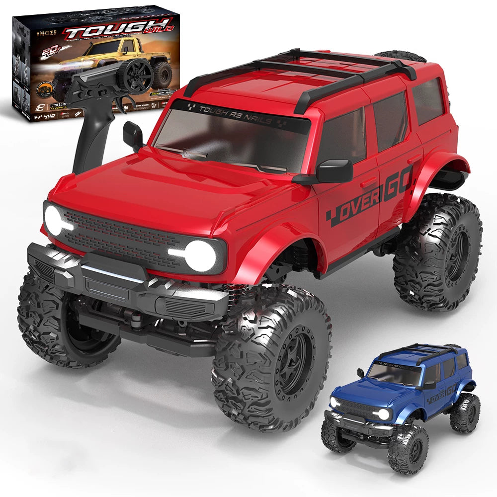 Compact RC SUV in Blue or Red: Red vehicle with the matching controller and retail box; one selected vehicle is supplied.