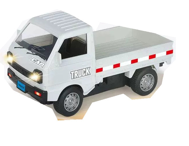 White flatbed cab, cargo bed and wheels from the exact source image.