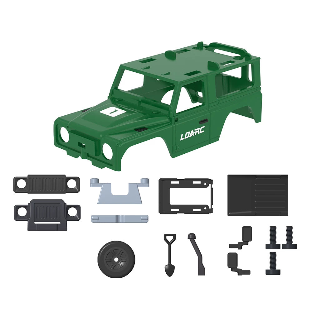 Green empty body shell with pictured trim and fittings.