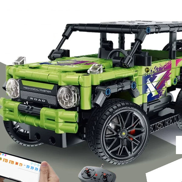 Green RC Brick SUV - 580 Pieces: Brick connections, wheel structure and chassis detail from the same source reference.