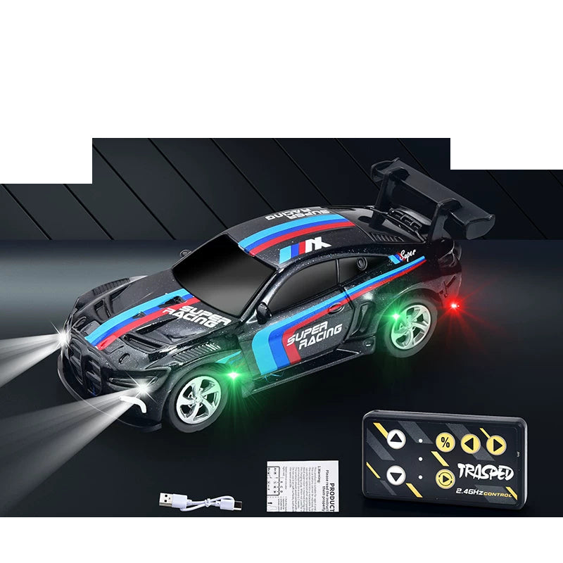 Mini RC Racing Coupe with Controller and Trailer Choices: Black mini RC car and mini controller; package version selected separately