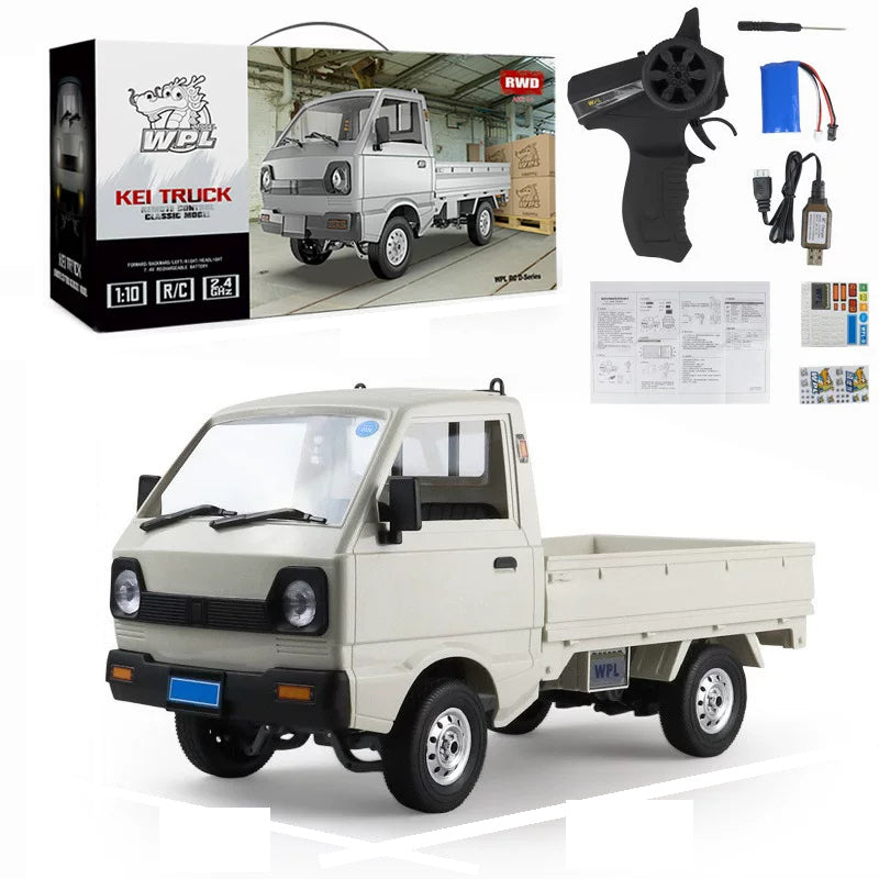 White D12truck with controller,battery,USBcable anddepictedkit accessories