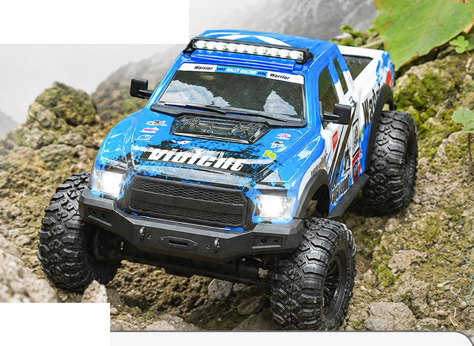 Blue White Graphic 1:10 RC pickup vehicle body; battery package selected separately