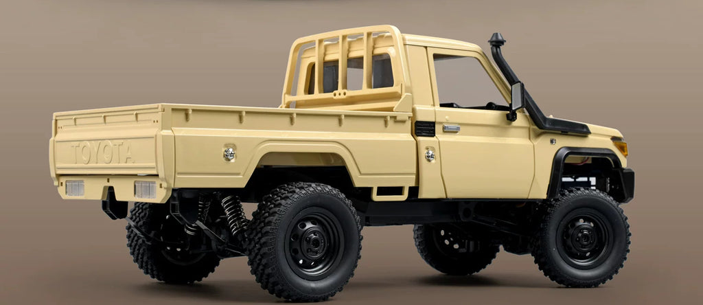 Yellow MN82 RC pickup rear side and cargo bed