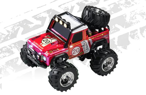 1:64 Glitter-Finish Mini RC Pickup with Card Remote: Red 20 single-cab mini RC pickup, preserving actual physical livery