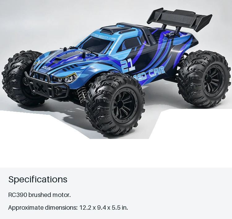 Blue 21-Graphic RC Monster Truck - specifications from source-backed facts