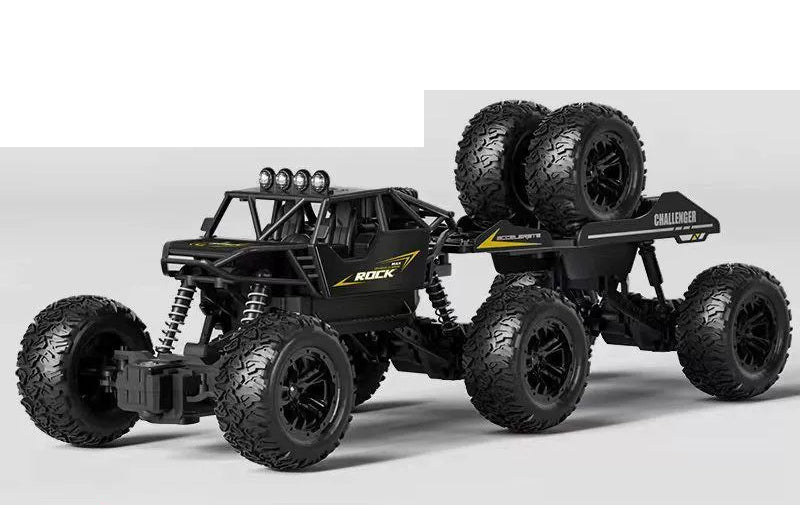 Body, suspension and wheels of the same crawler; this close view excludes the accessory row.