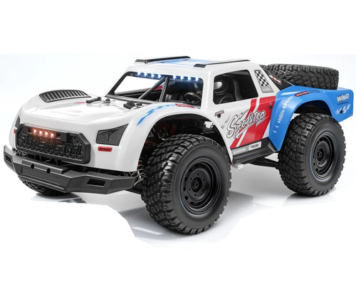 Sky Blue 1:14 short-course RC truck, rc390 brushed exterior; selected battery and shock package listed separately
