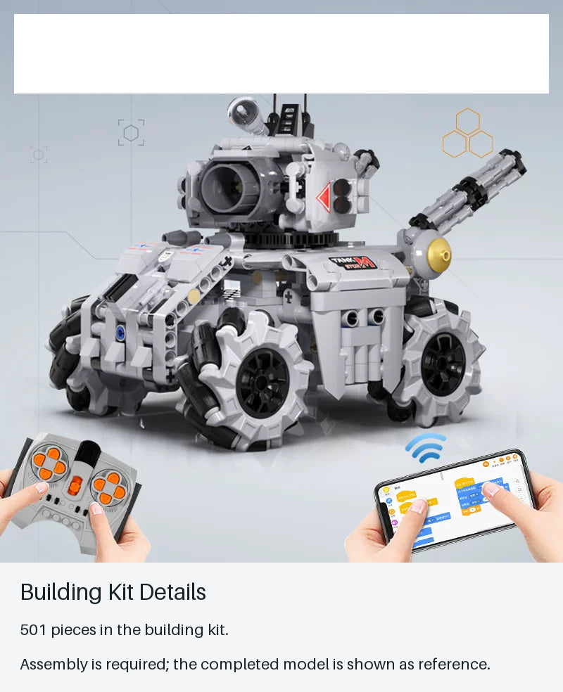 Futuristic RC Brick Rover - 501 Pieces - building kit details