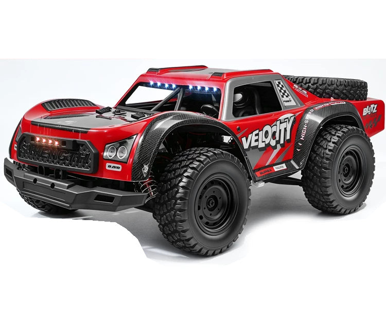 Flame Red 1:14 short-course RC truck, rc390 brushed exterior; selected battery and shock package listed separately