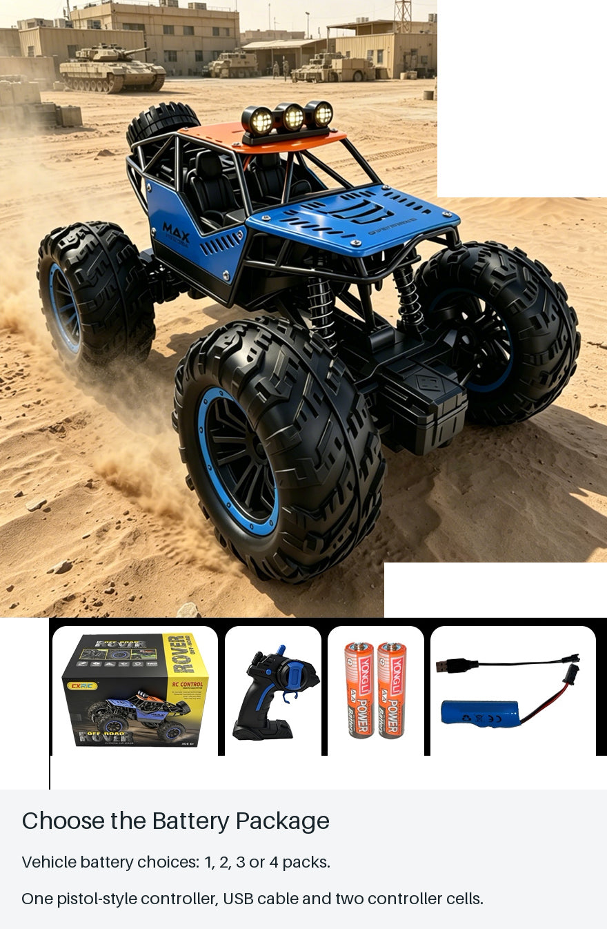 Blue or Green Knobby-Wheel RC Crawler - choose the battery package