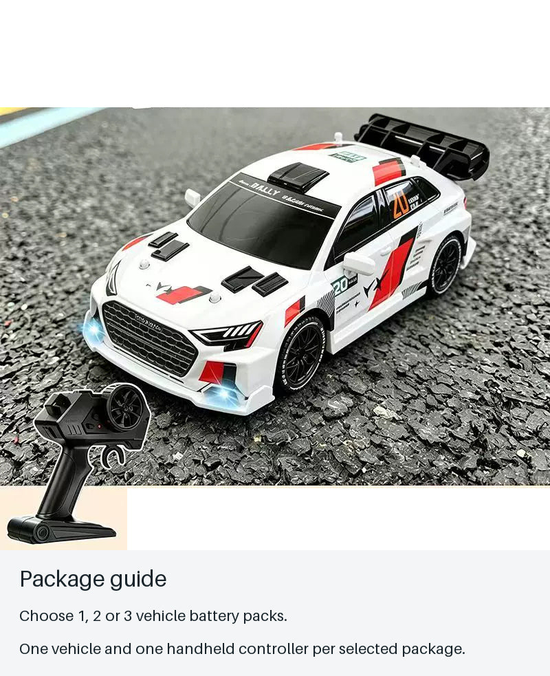 A3-Style RC Rally Hatchback - White and Black - package guide from source-backed facts