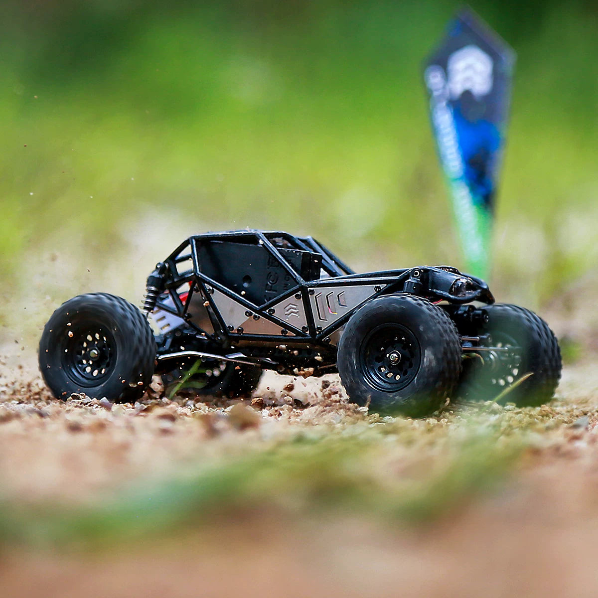 Assembled X01 crawler chassis viewed from the opposite side outdoors