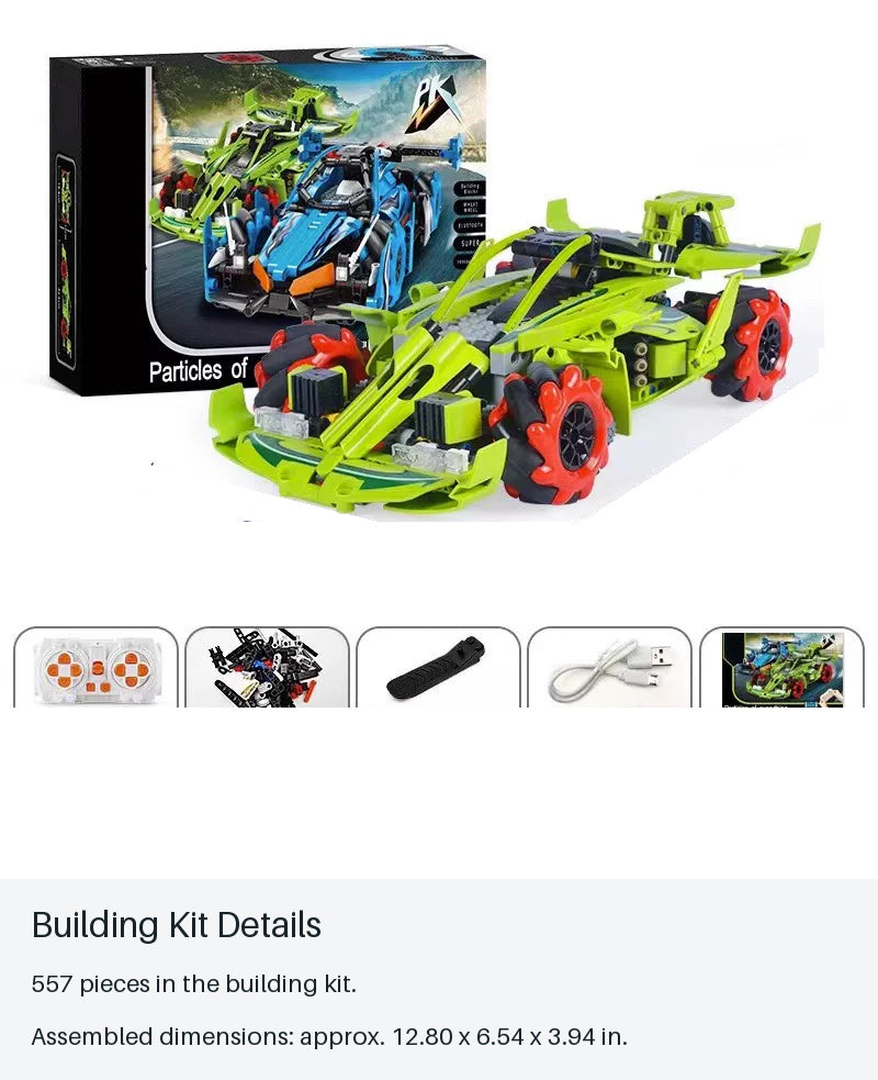 Green RC Brick Track Car - 557 Pieces - building kit details
