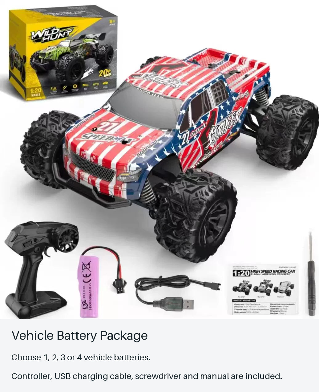 Flag-Graphic RC Short-Course Truck - vehicle battery package