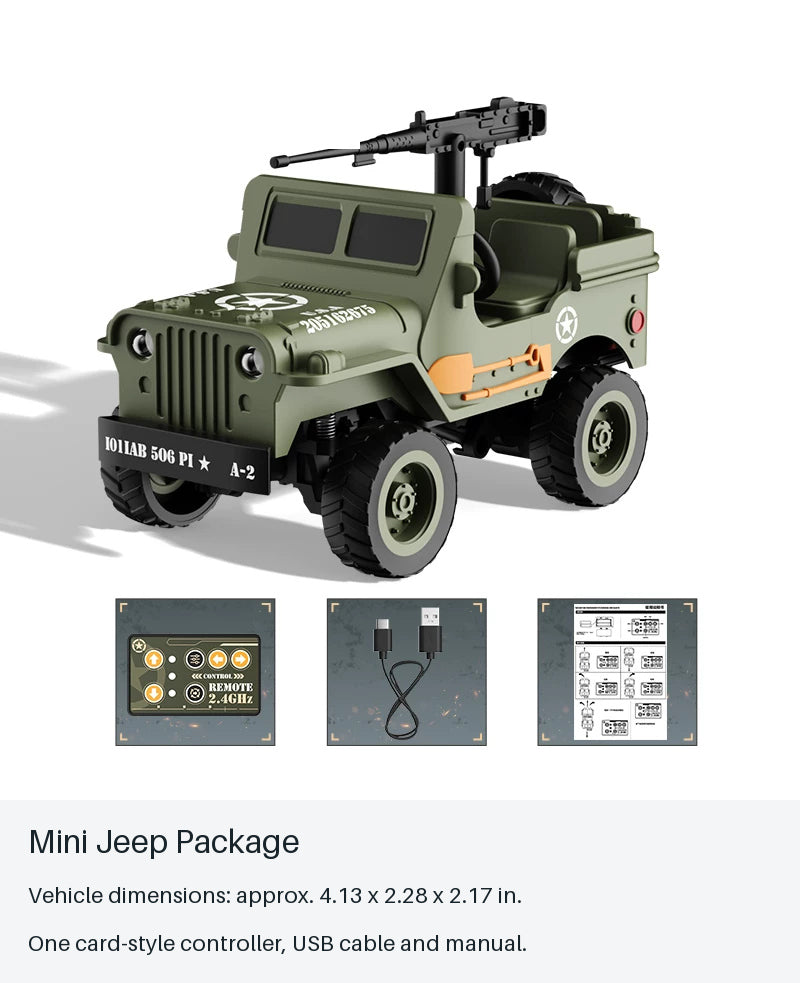 Mini Open-Cabin RC Vehicle with Card Controller - mini jeep package