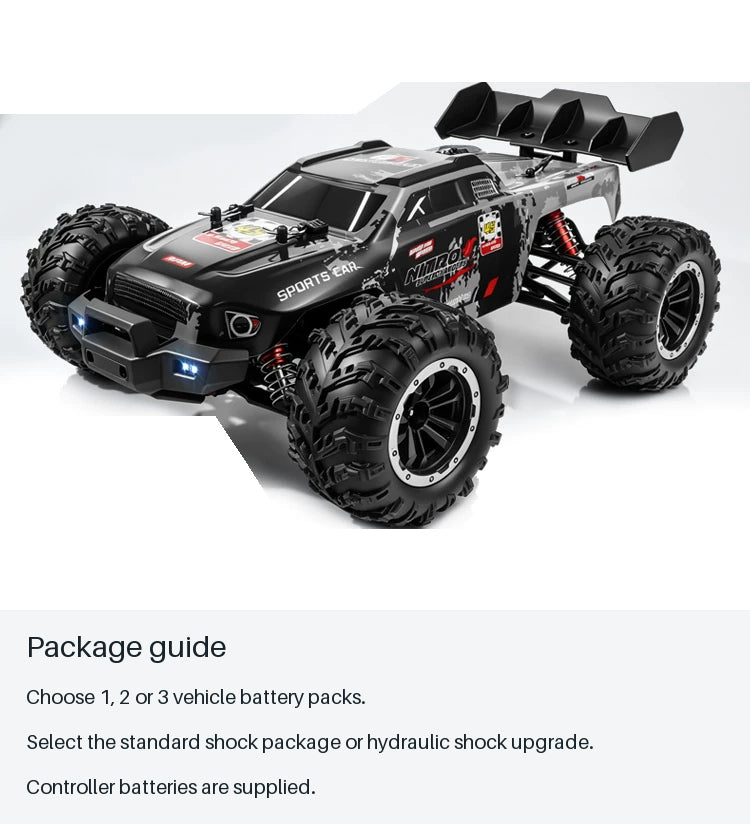 Brushless RC Monster Pickup - Gray and Red - package guide from source-backed facts