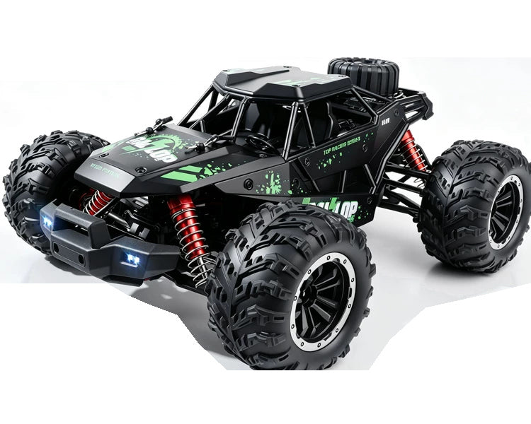 Black-Green RC cage buggy, 2847 brushless exterior; selected battery and shock upgrade package listed separately