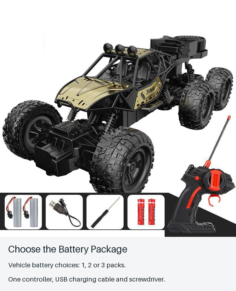 Six-Wheel RC Trail Crawler - Gold and Black - choose the battery package from source-backed facts