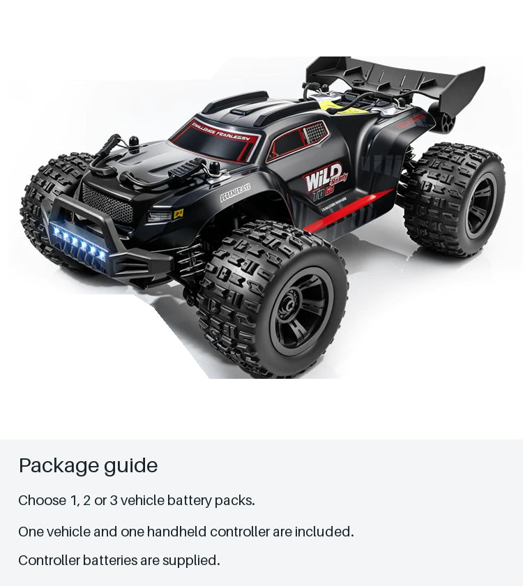 WILD 1:18 Brushed RC Pickup - package guide from source-backed facts