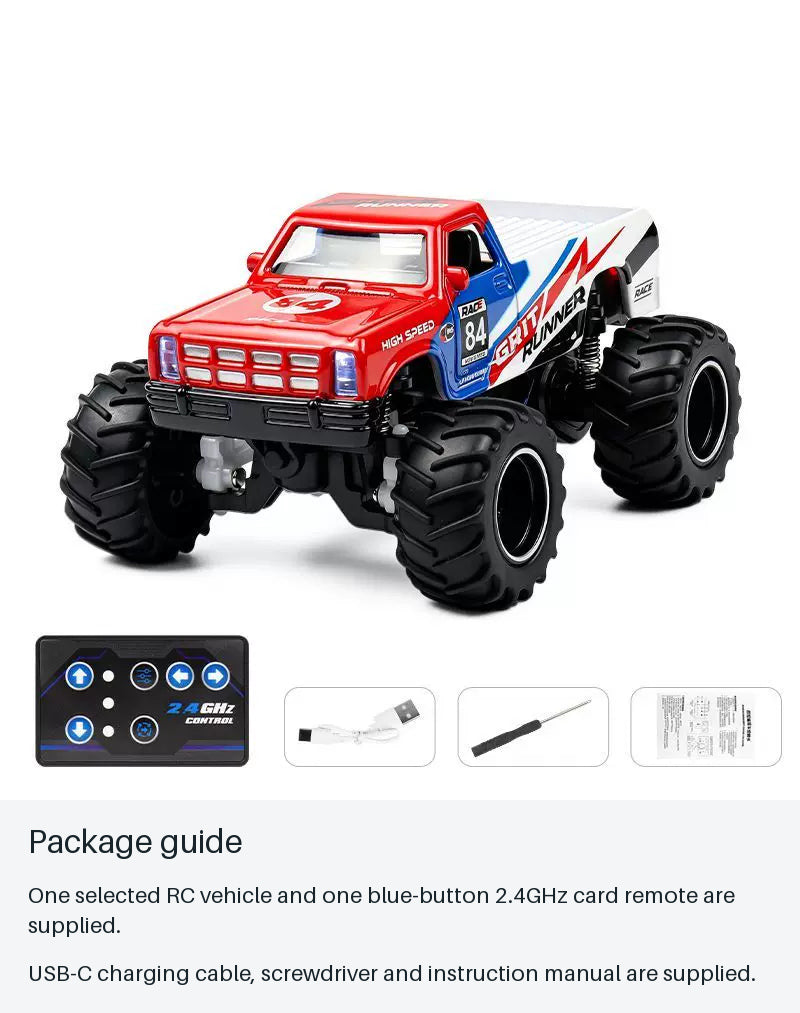 1:64 Classic Mini RC Monster Pickup - package guide