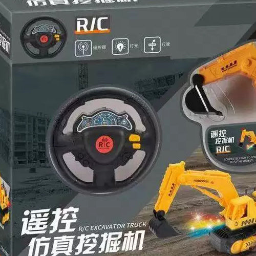 Round controller visible in the exact tracked-excavator retail package.