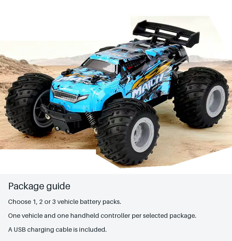 MACH RC Monster Truck - Blue and Green - package guide from source-backed facts