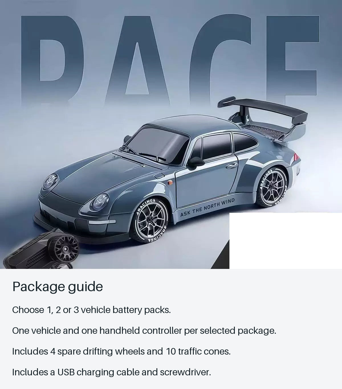 Gray 993-Style 4WD RC Drift Coupe - package guide from source-backed facts