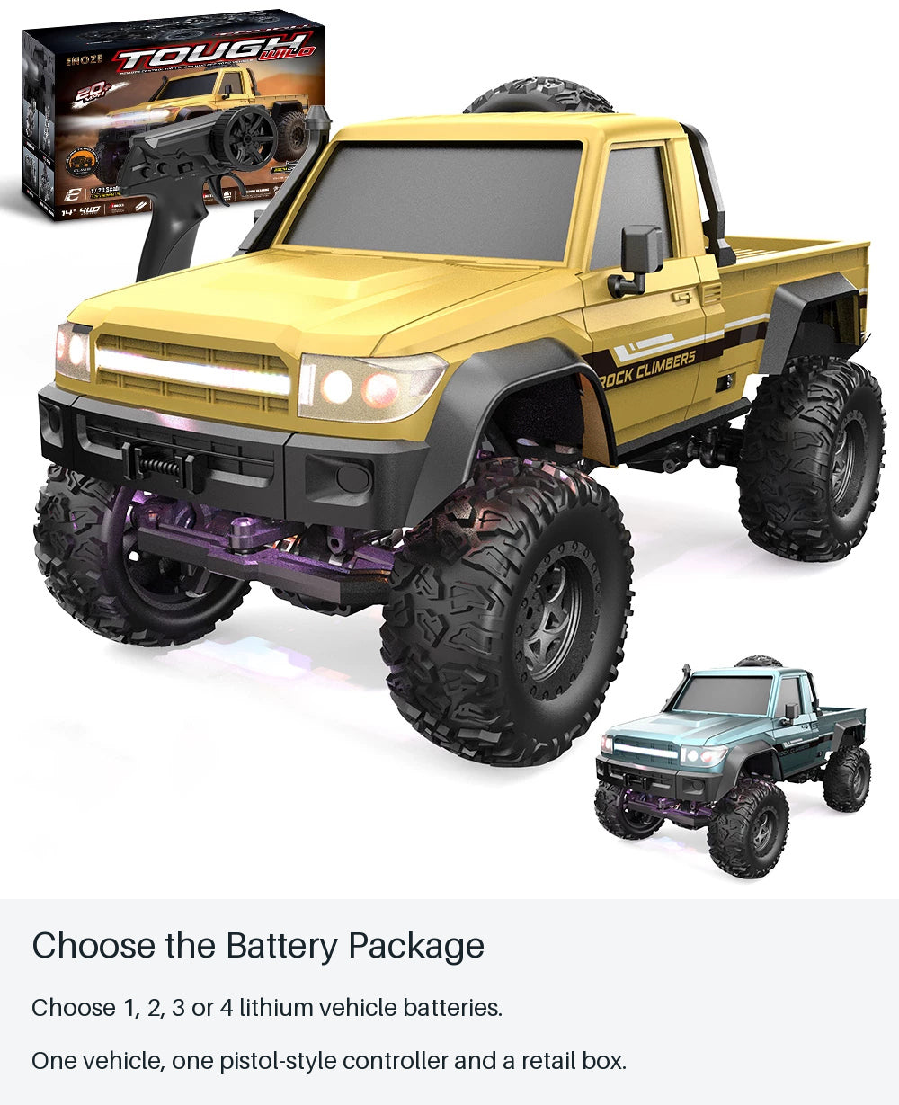 Compact RC Pickup in Gold or Pale Green - choose the battery package