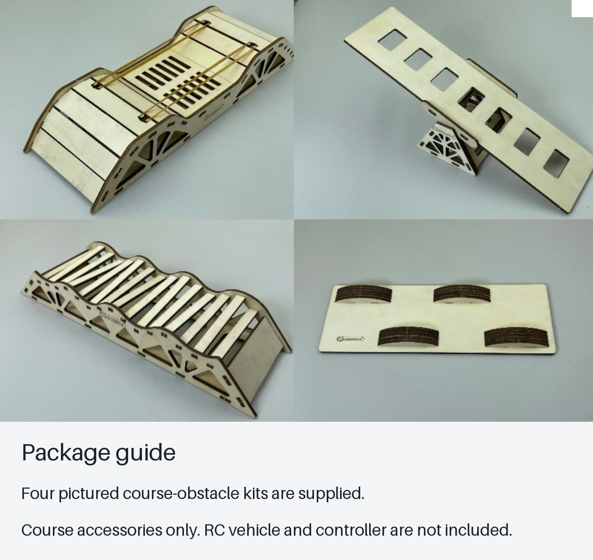 RC Crawler Course Obstacle Set - Four Kits - package guide