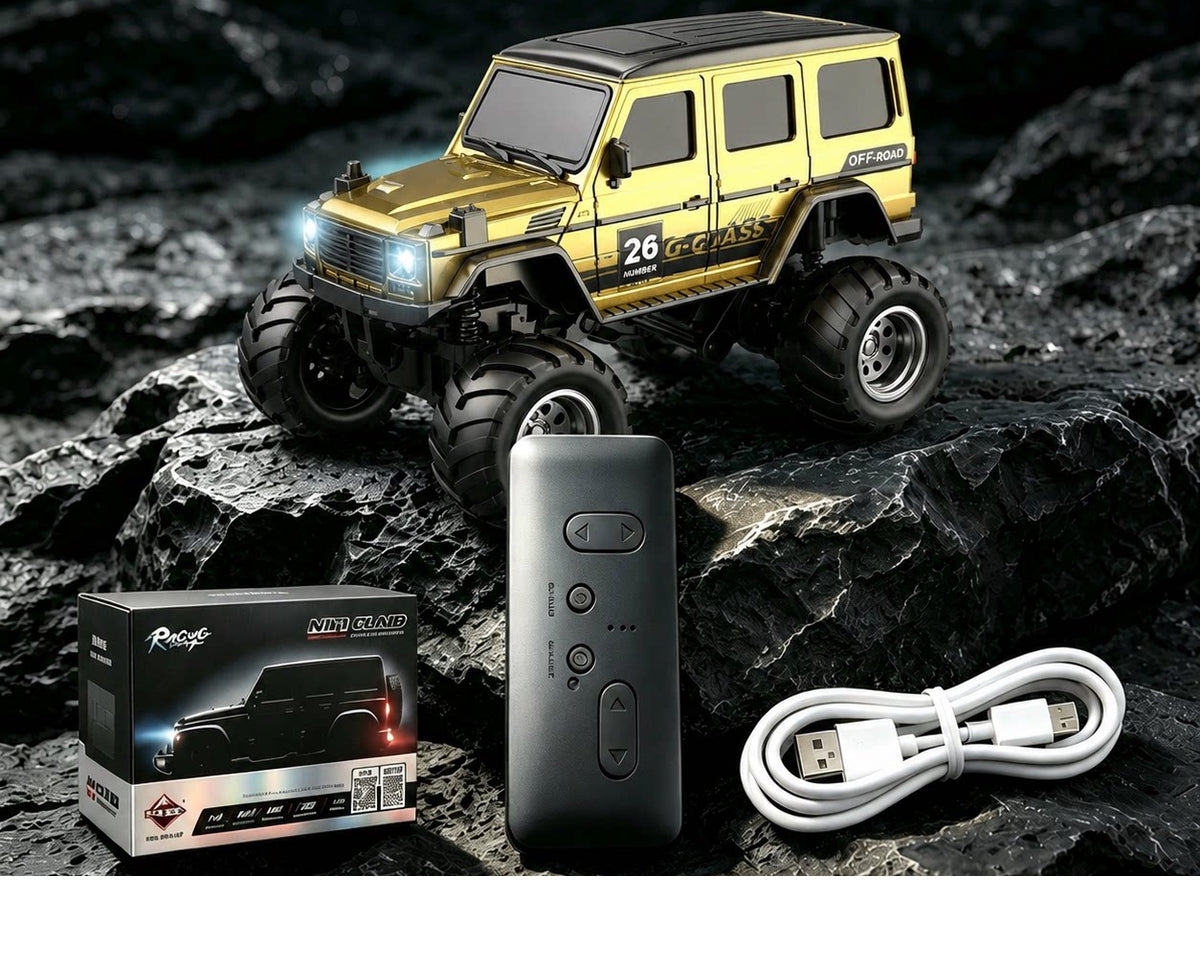 HB R64 1:64 Mini RC SUV - Model Selection: Yellow HB-R6403 SUV with its slim controller and Type-C cable