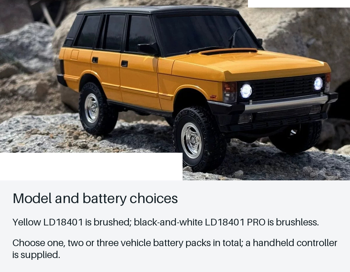 LDRC LD18401 1:18 RC SUV - Battery Packages - model and battery choices