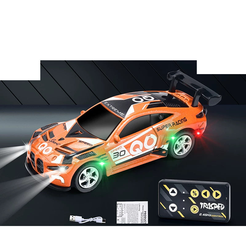 Mini RC Racing Coupe with Controller and Trailer Choices: Orange mini RC car and mini controller; package version selected separately