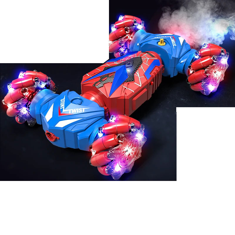 Red Web Pattern RC twist car with RGB roller wheels