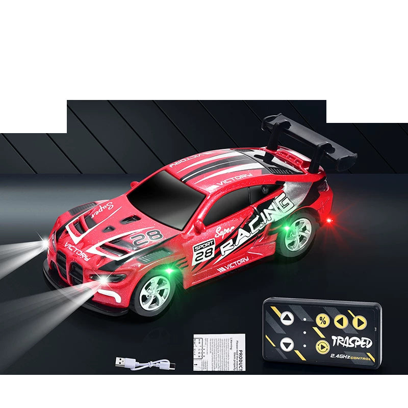 Mini RC Racing Coupe with Controller and Trailer Choices: Red mini RC car and mini controller; package version selected separately