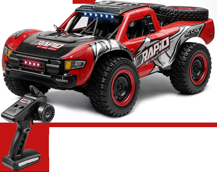 Red RAPID Q130A vehicle and controller; battery count and shock package depend on the selected configuration