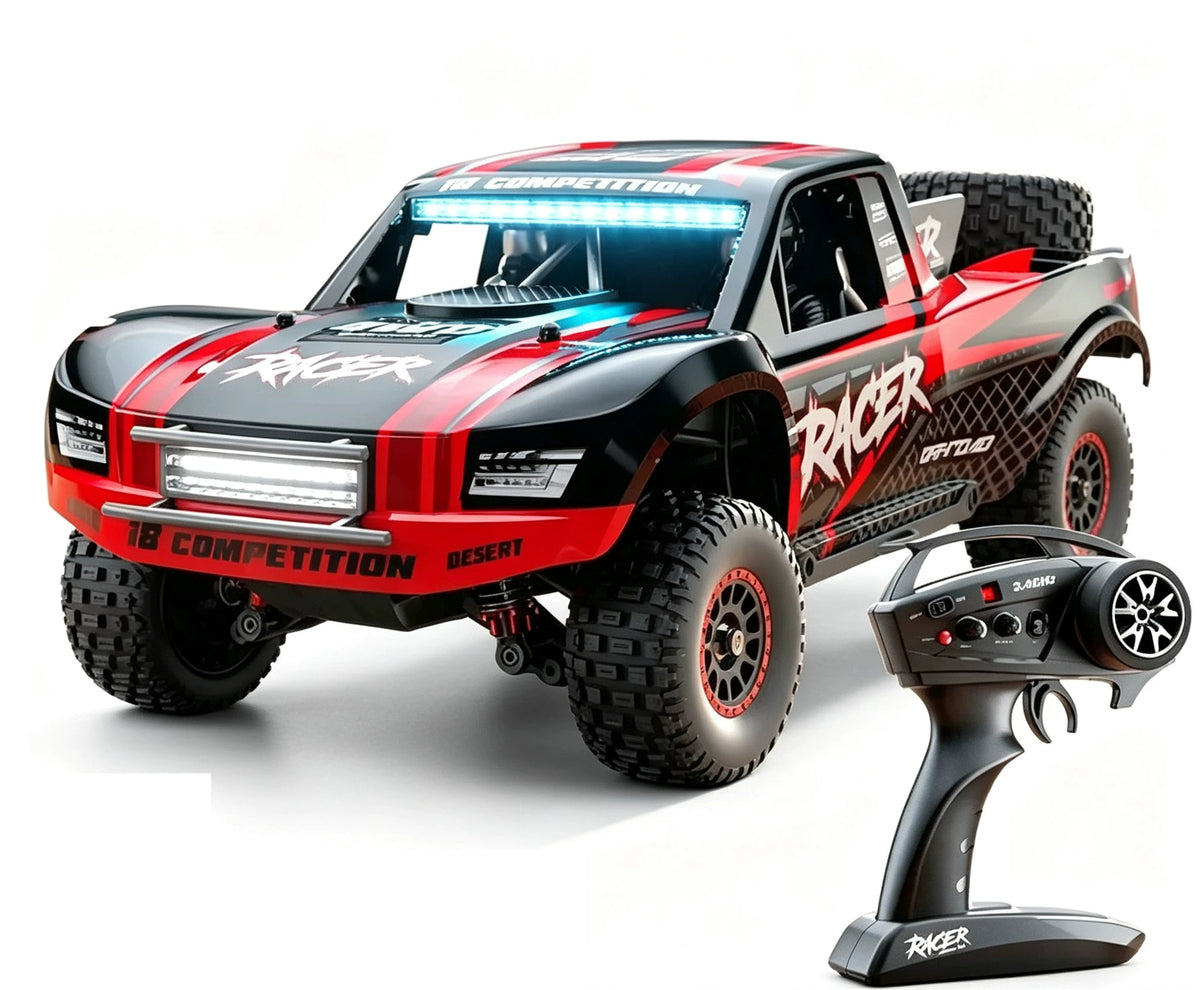 Red HB-RD1203-1 RC short-course truck and included handheld controller, brushless version; selected battery quantity listed separately